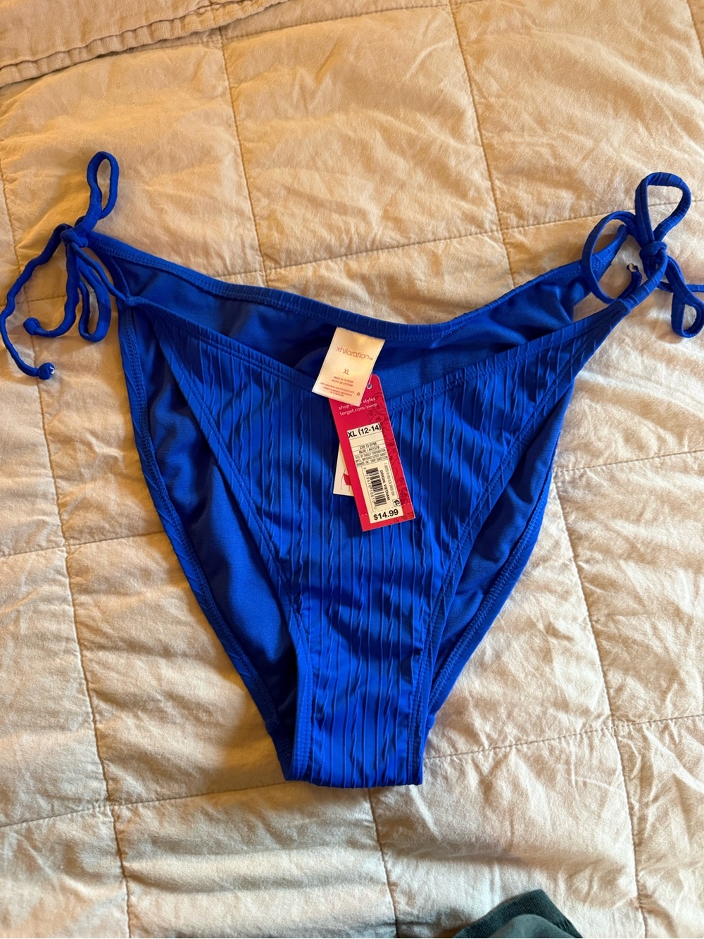 xhilaration blue high waist swim suit bottoms XL NWT